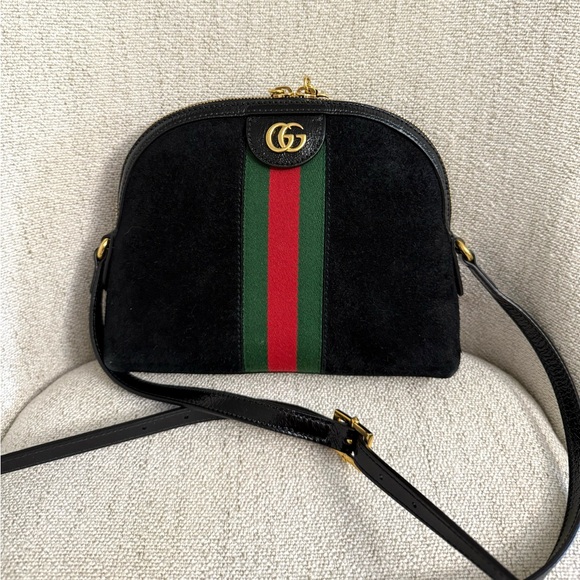 Authentic Gucci Ophedia Dome crossbody bag black suede - Picture 7 of 14